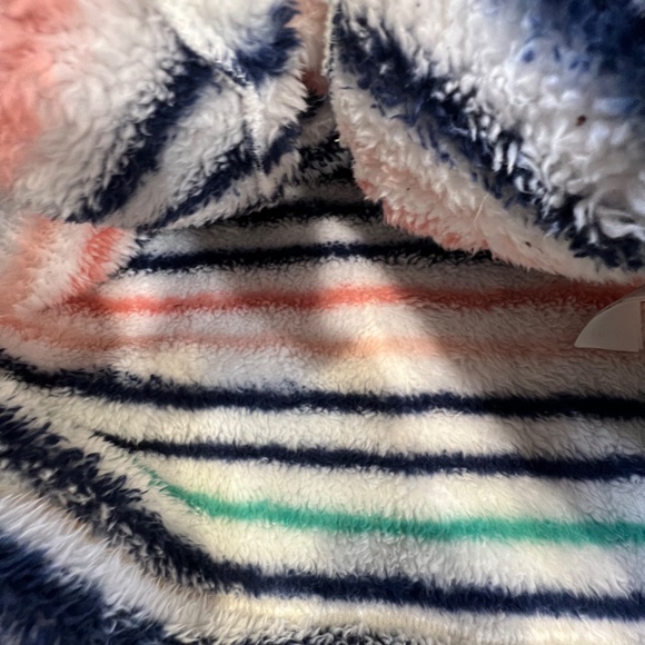 Joules Girls Fleece Quarter Zip Sweater Striped Sherpa Cozy Winter Sz 9-10 Y - Picture 12 of 13
